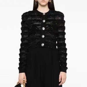 balmain open-knit cropped cardigan
